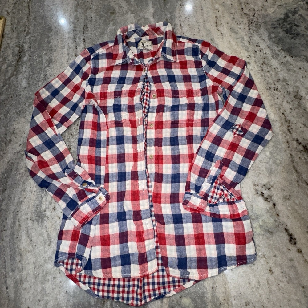 G.‎ H. Bass Women's XS Checkered Gingham Button Down Double Lined Shirt Cabin